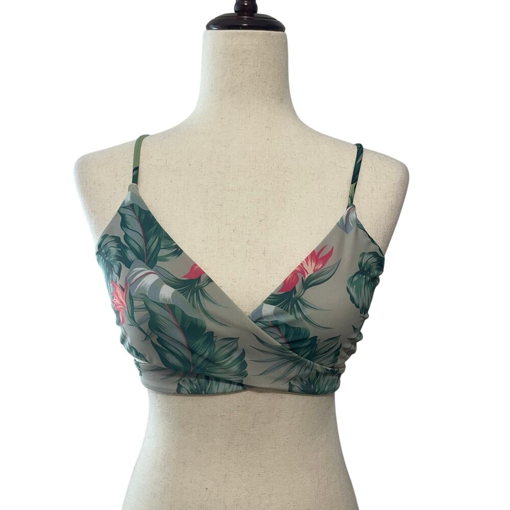 Show Me Your Mumu Tropical Wrap Bikini Top Women’s L Green Pink